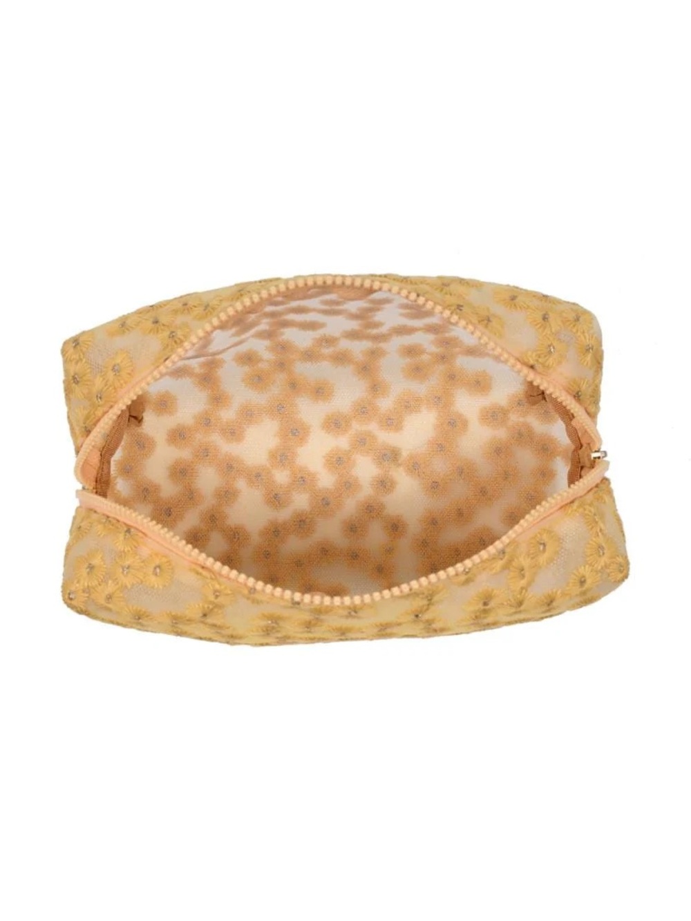 Yellow Floral Lace Cosmetic Bag - Women Bags - Picture 3 of 3